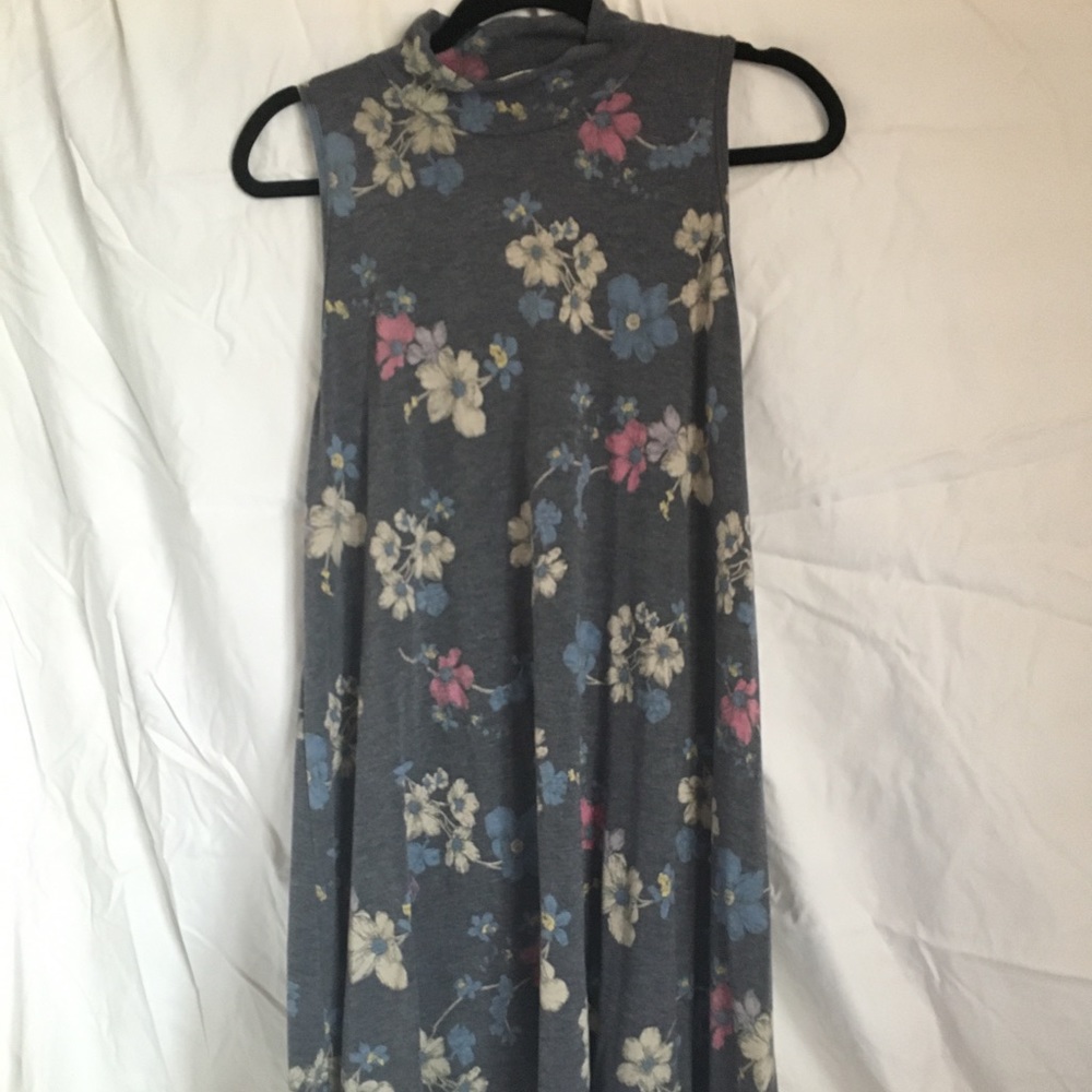 Gray floral swing dress